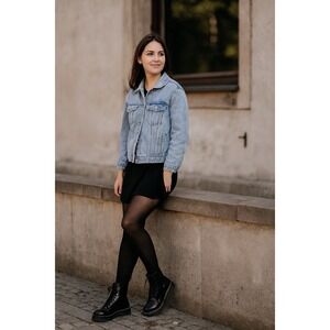 Gap Denim Jacket Kids 10/L Blue Embroidered Patches Y2K‎ Streetwear Retro